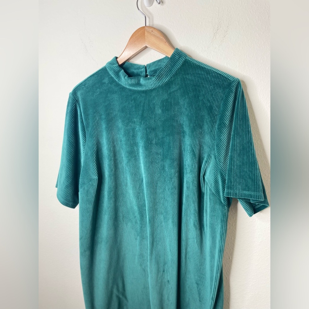 ModCloth Corduroy‎ Ribbed Green Bodycon Midi Dress Mock Neck Women's Size 2X - Picture 7 of 7